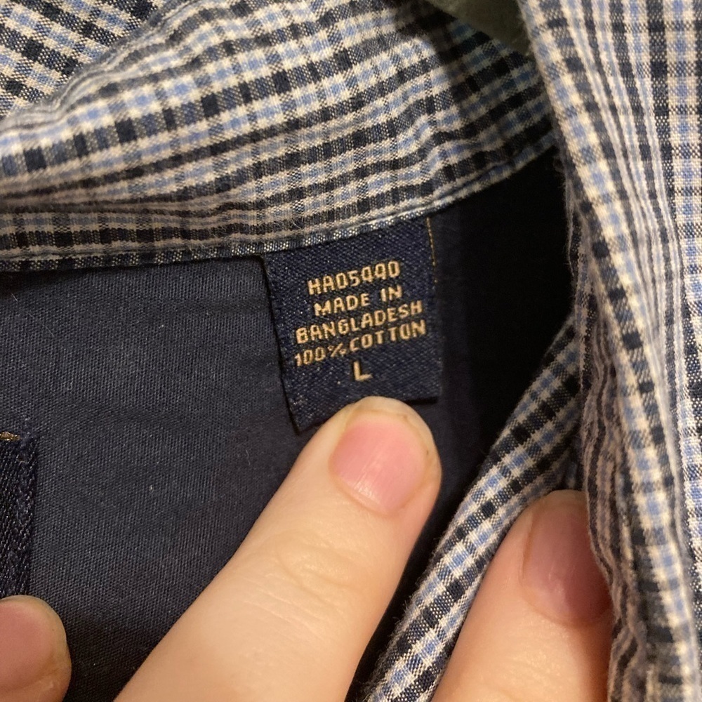 Wrangler Blue Plaid Button Down Shirt Size Large - Picture 9 of 9